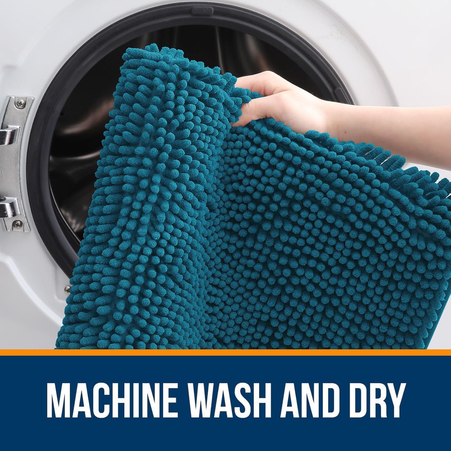 OLANLY Small Bathroom Rugs - Extra Soft Absorbent Chenille Mats | Quick Dry, Machine Washable, 24x16, Peacock Blue