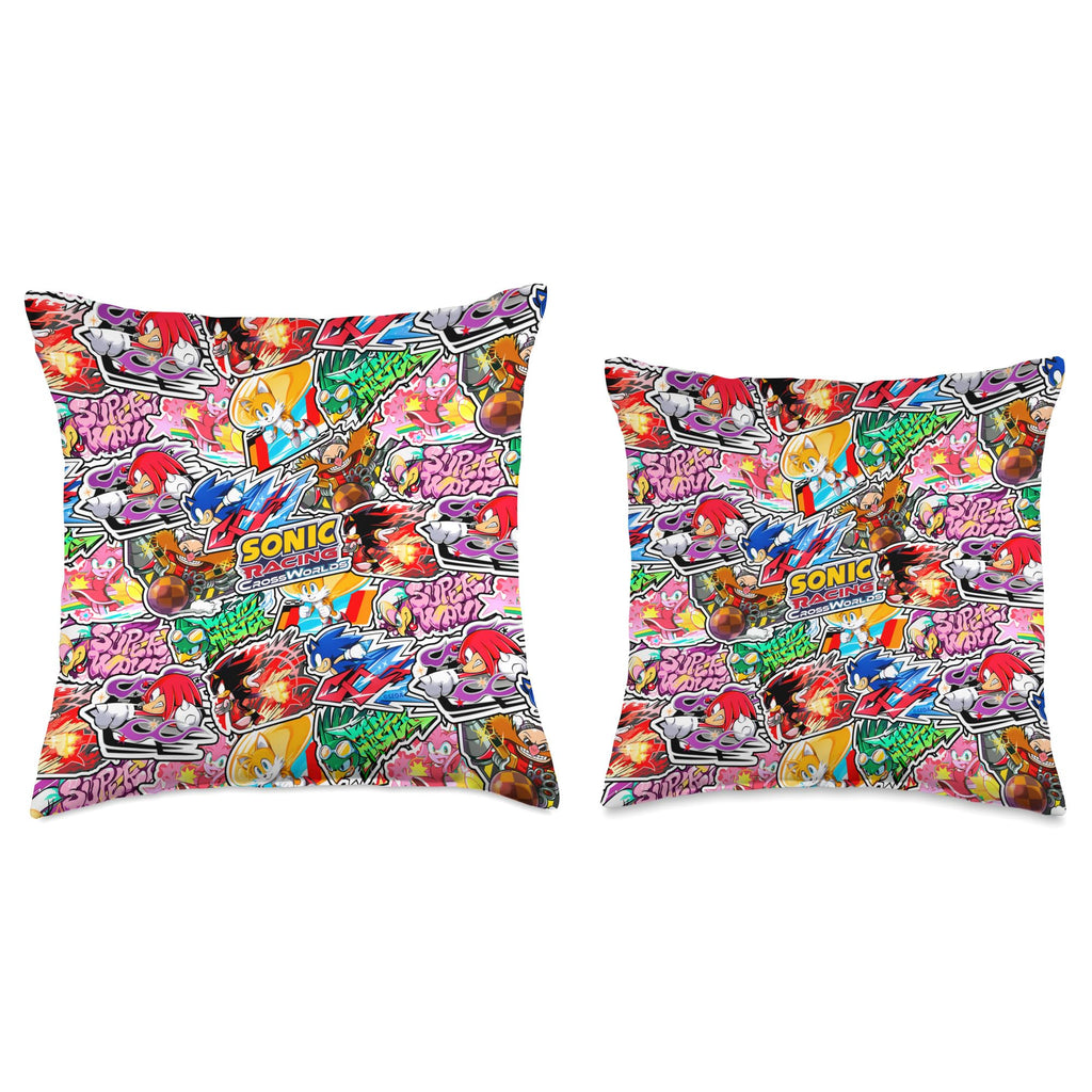 Sonic Racing CrossWorlds - Decals Throw Pillow
