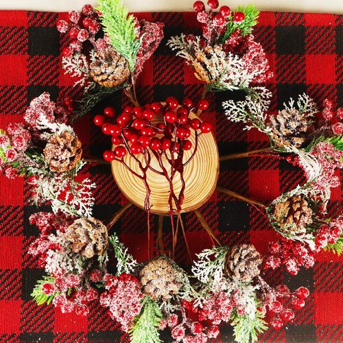 Fangoo 20 Pack Artificial Red Berry Picks - 7 Inch Burgundy Berries for Christmas Decor | Wreaths & Crafts