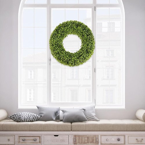 Boxwood Wreath - 20-Inch Greenery Wreath for Front Door | Year-Round Farmhouse Decor