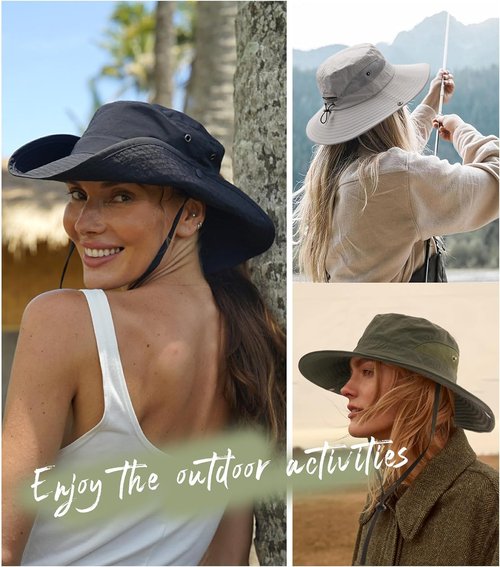 FURTALK Women's Sun Hat - Wide Brim Bucket Hat with Ponytail Hole | UPF 80+ Outdoor Protection