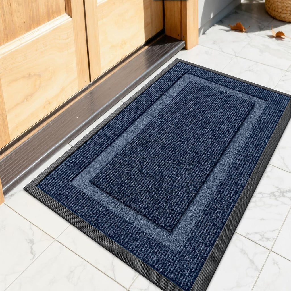OLANLY Indoor Outdoor Front Door Mat - Waterproof All-Season Doormat, Easy Clean, 23.5x15.5, Blue