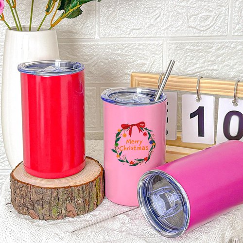 YOUKE OLA 16 Pack Stainless Steel Skinny Tumblers 12oz - Bulk Straight Double Wall Vacuum Insulated Tumbler with Lid and Straw for Travel, DIY, 16 Colors