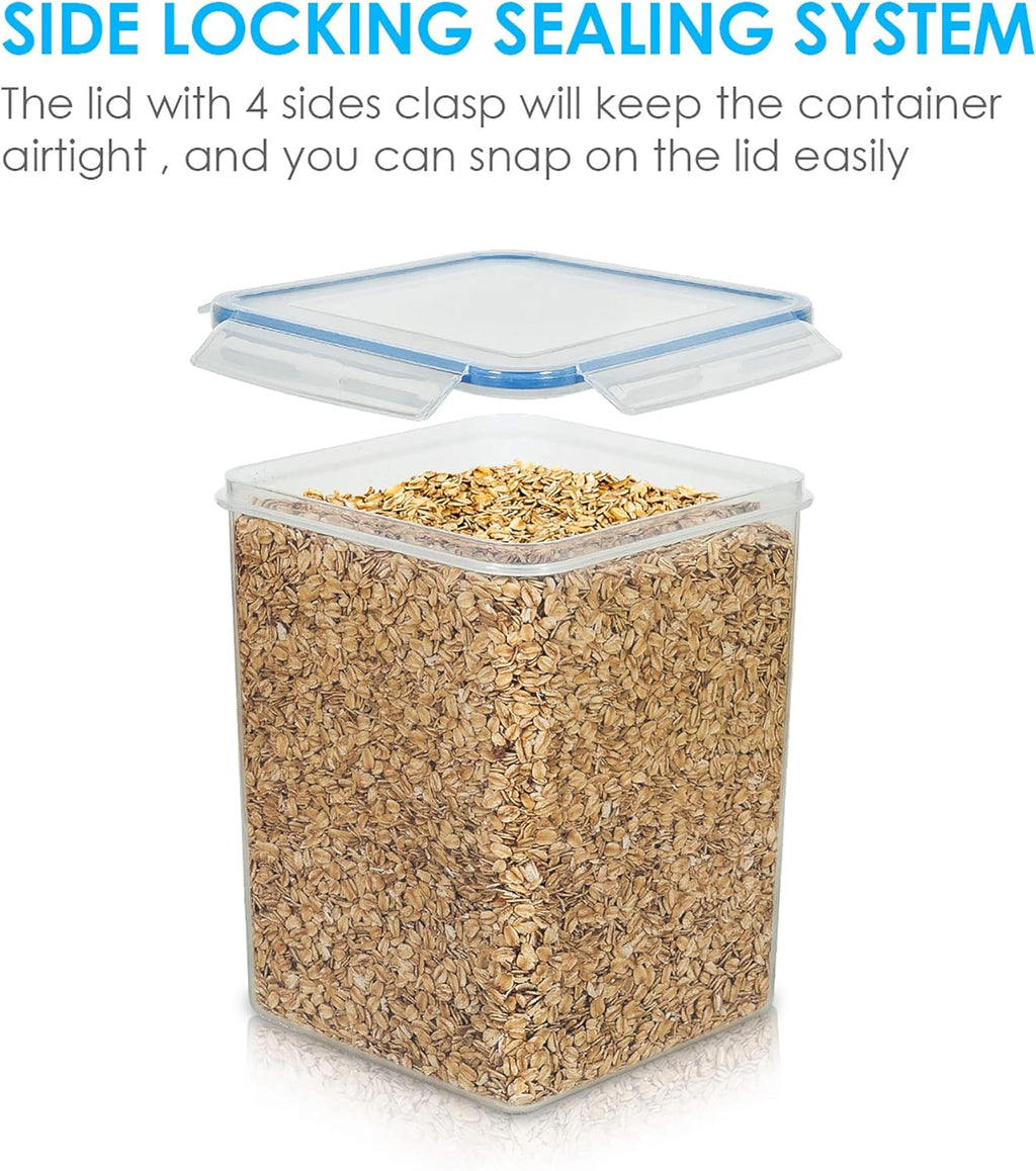Vtopmart Large Food Storage Containers - 5.2L BPA-Free Airtight Canisters with Lids & Labels | 4 Pieces in Blue