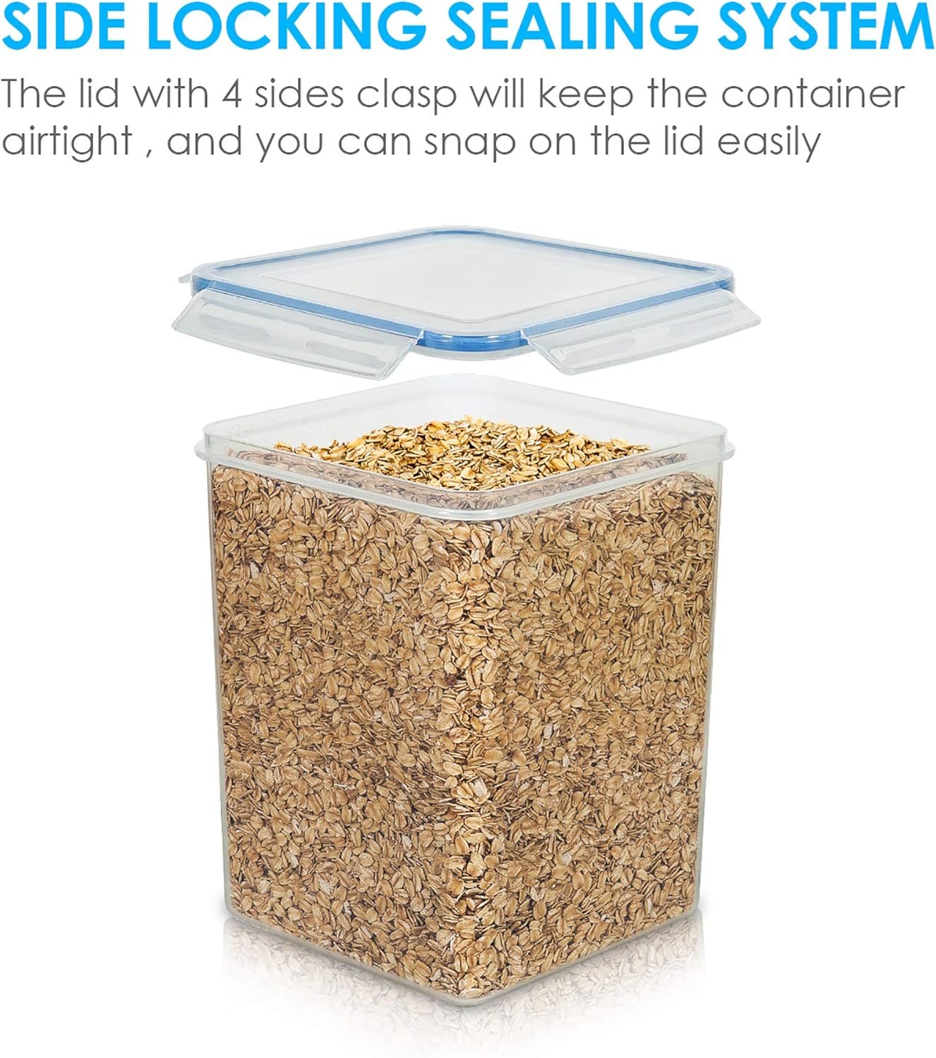 Vtopmart Large Food Storage Containers - 5.2L BPA-Free Airtight Canisters with Lids & Labels | 4 Pieces in Blue