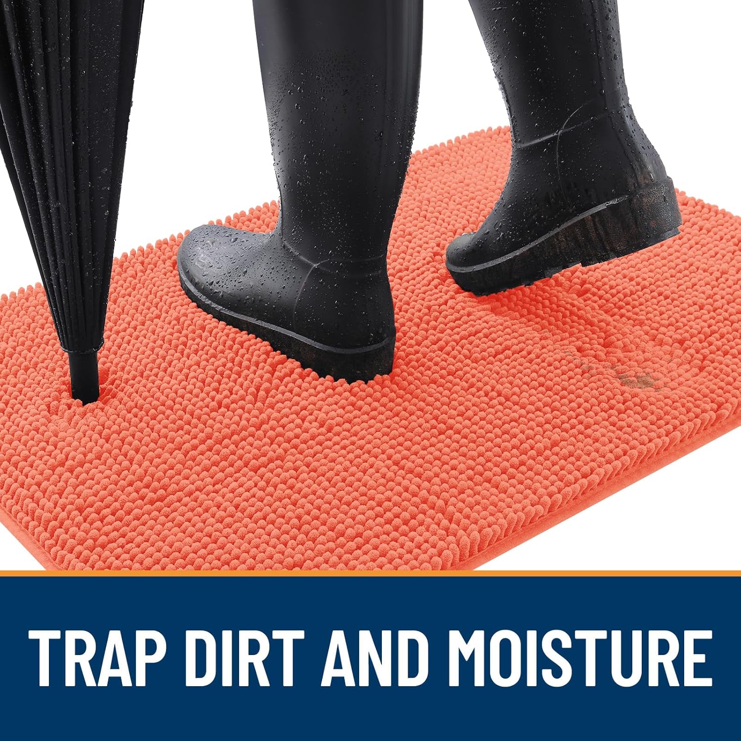 OLANLY Dog Door Mat - Absorbent Non-Slip Chenille for Muddy Paws | 44x32 Coral Indoor Doormat