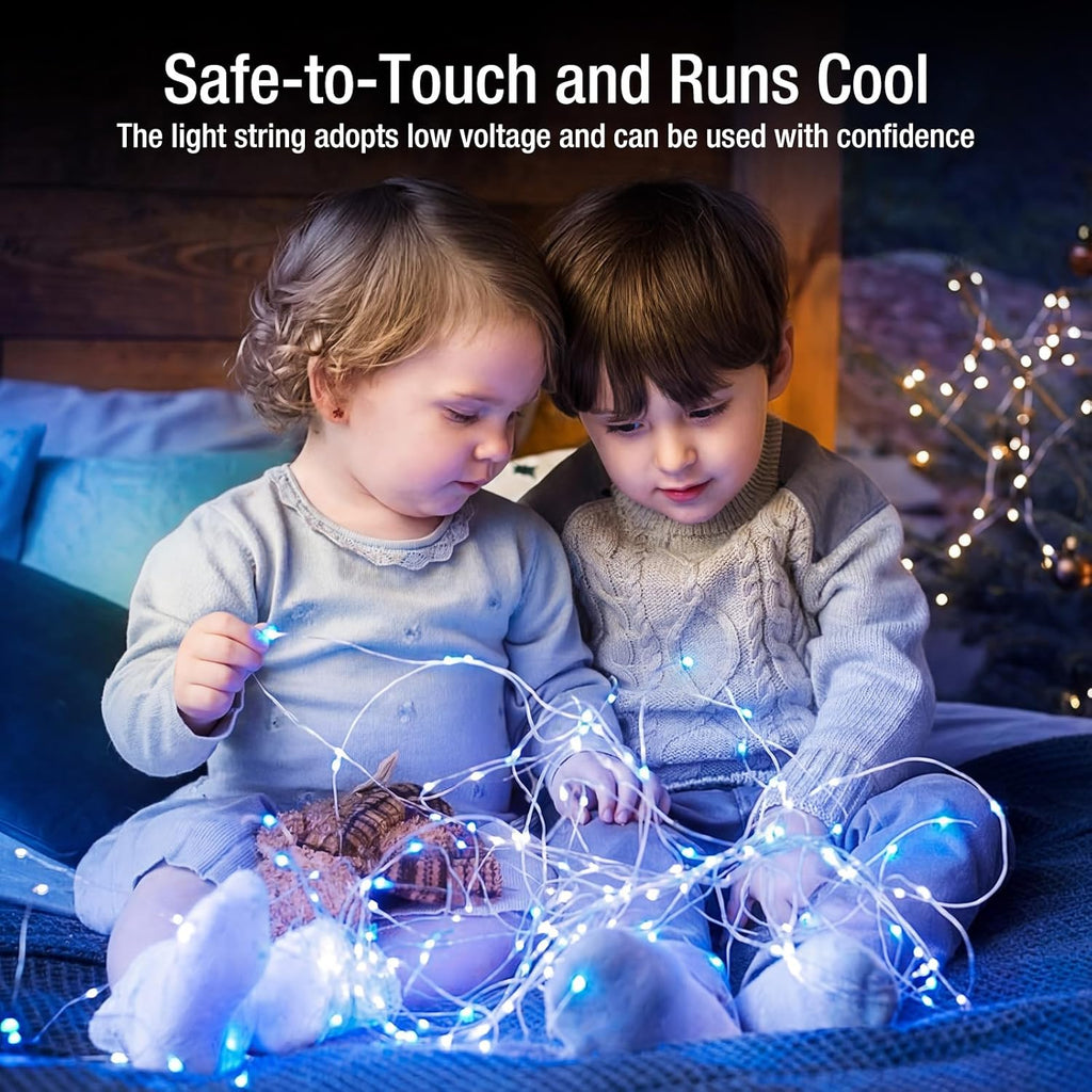 Skiennix 12 Pack Fairy Lights - 7ft Battery Operated Twinkle Lights, Waterproof for Mason Jars & DIY Decor | Blue & White