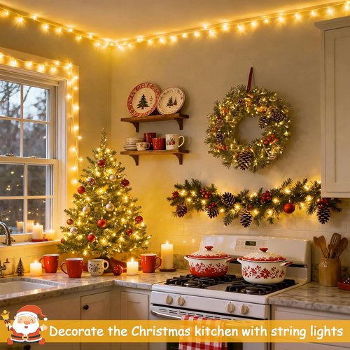 JMEXSUSS 100 LED String Lights - 33ft Warm White Indoor/Outdoor Fairy Lights with 8 Modes for Home Decor