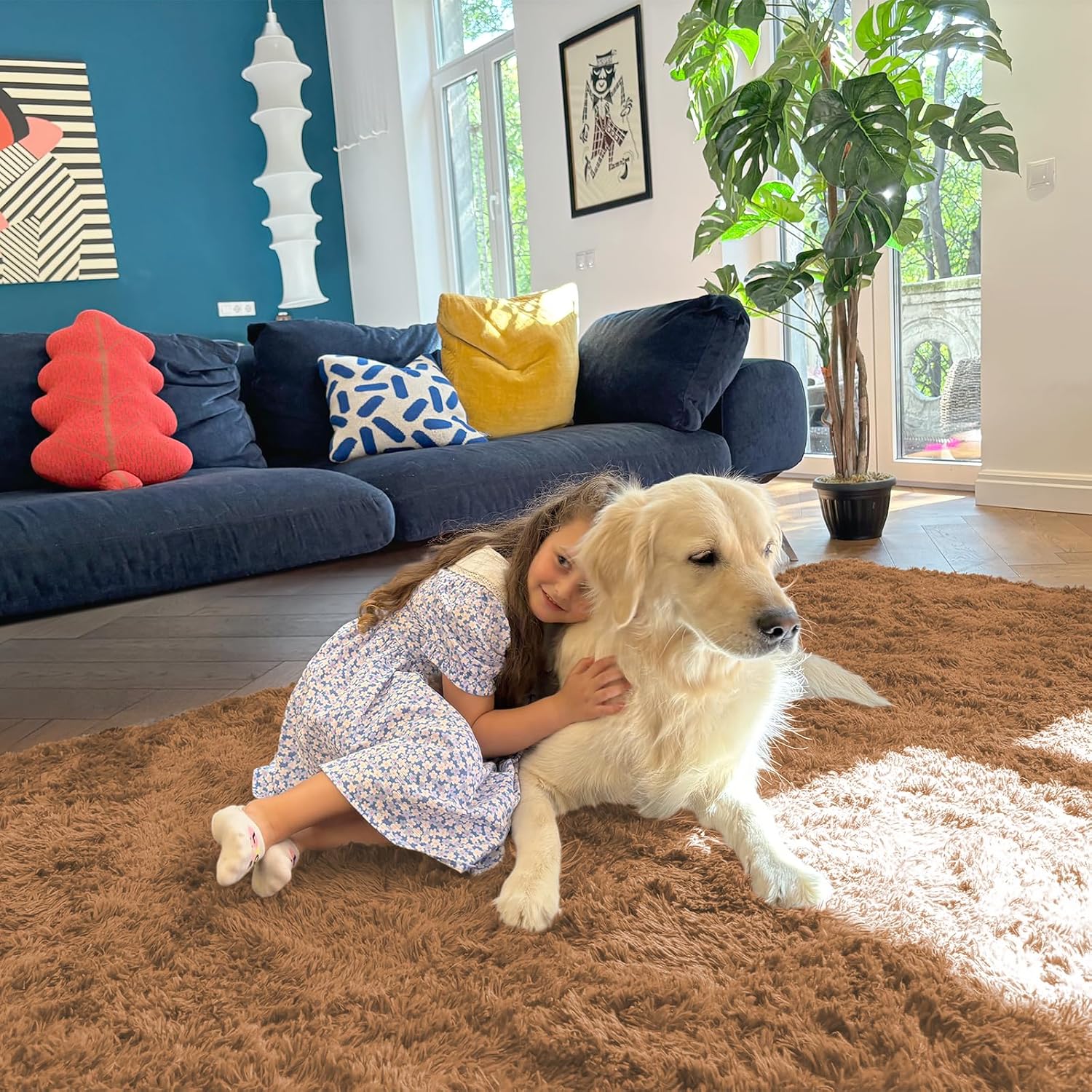 OLANLY Runner Rugs - Soft, Machine Washable Shaggy Design for Hallway & Bedroom | Khaki Color