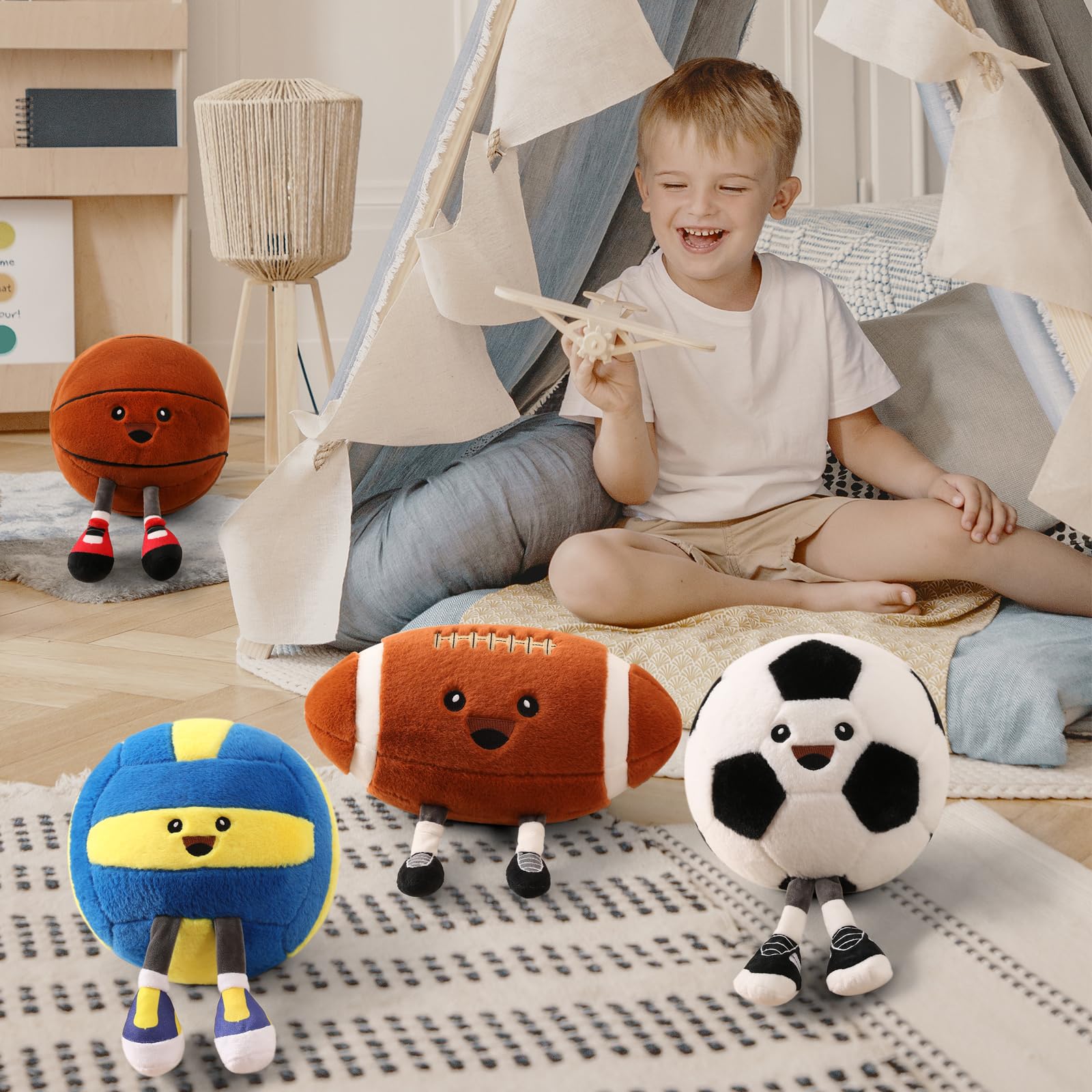 Stepxi Volleyball Plush - Soft Funny Volleyball Stuff Animal Plush Toy, Cute Birthday Plush Toy Gifts for Boys Girls and Sports Enthusiast Room Decor Pillow