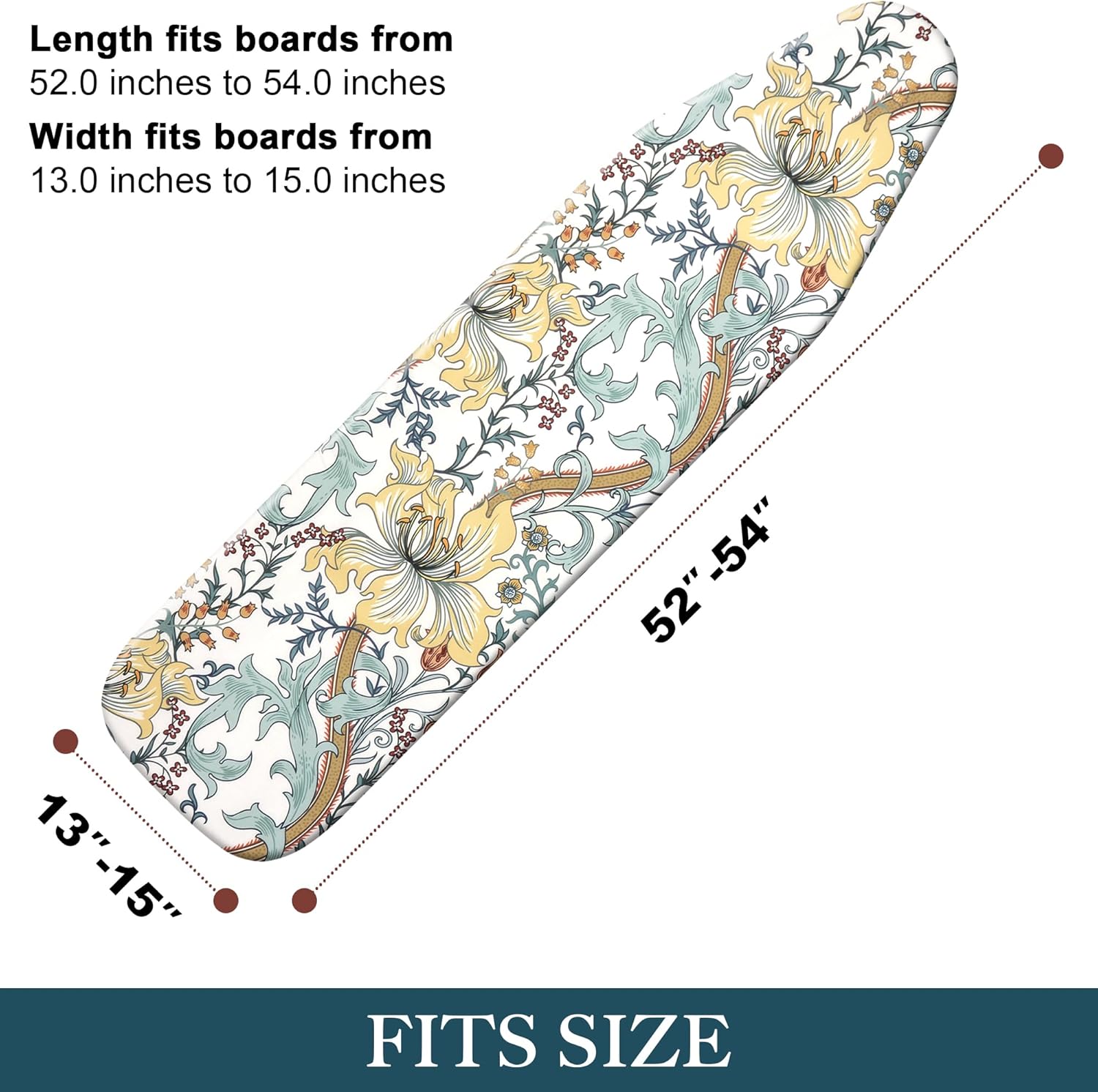 Veiox Ironing Board Cover - Full Size Scorch Resistant Padding | 100% Organic Cotton, Heat-Resistant & Washable