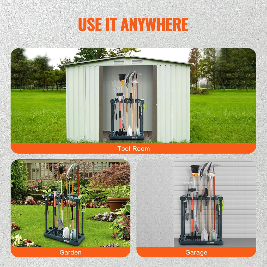 VEVOR Garden Tool Organizer - 10 Slot Yard Tool Tower Rack for Garage Storage & Organization
