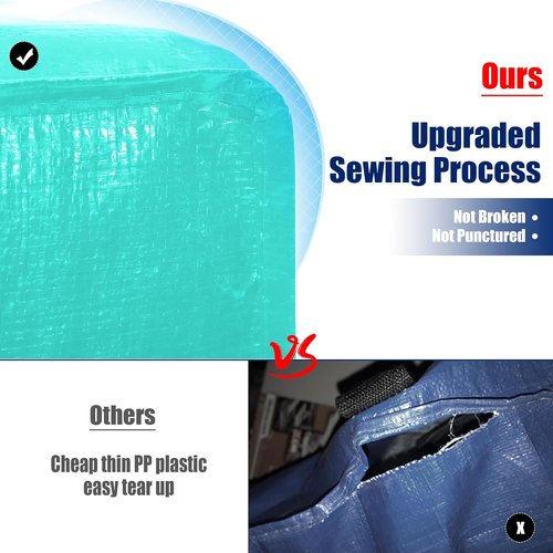Cosy Family Heavy Duty Extra Large Moving Bags - 8 Pack with Backpack Straps & Strong Zippers | Space-Saving Storage Totes in Aquamarine