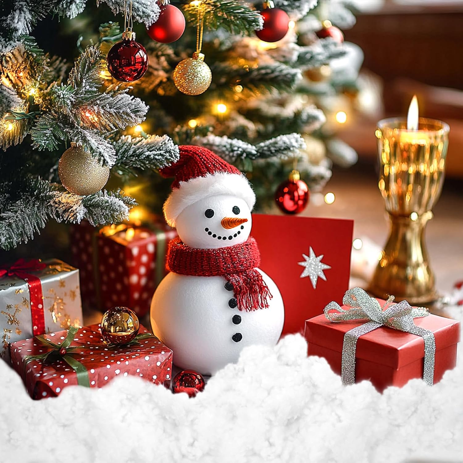 Skiennix Christmas Fake Snow Decor - Fluffy Artificial Snow Cotton for Indoor Decoration | 5.3oz