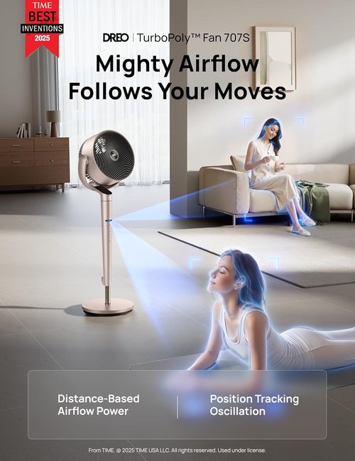 Dreo Smart Fan - 3D Oscillating Pedestal Fan with Wi-Fi & Voice Control | 9 Speeds, 110ft Range, Starlight