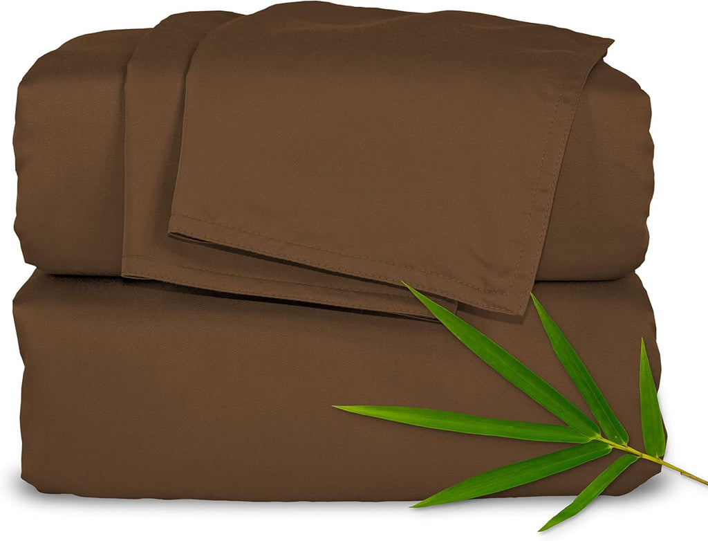 Pure Bamboo California King Sheets - 100% Organic Viscose Bed Set, Soft & Cooling | Coconut Husk Color
