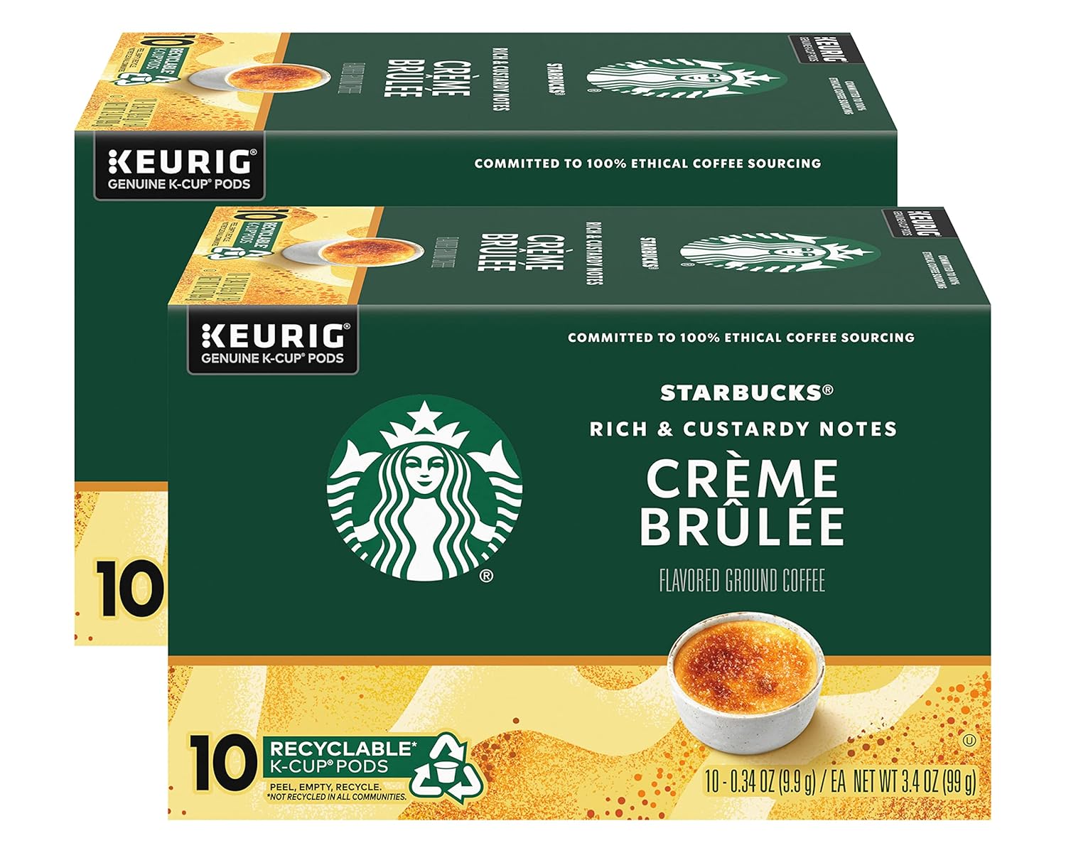 Starbucks Crème Brûlée Flavored Blonde Roast Coffee Pods | 10 Count - Pack of 2 for Keurig Brewers