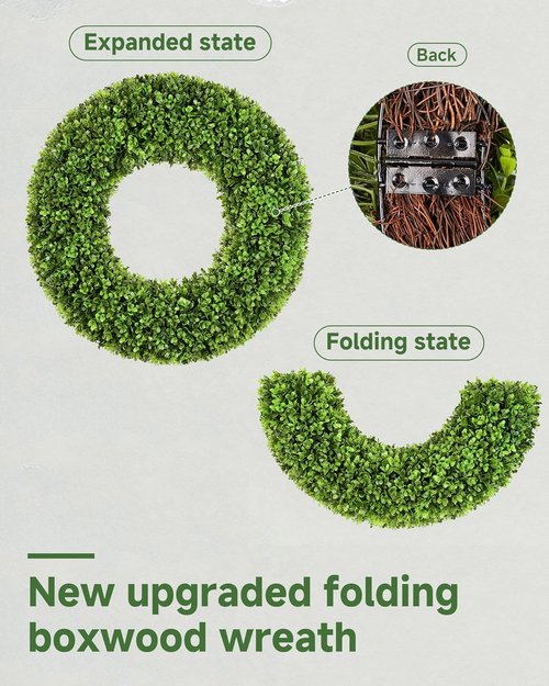 DDHS 20" Boxwood Wreath - Artificial Spring Decor for Year-Round Indoor/Outdoor Use | Green