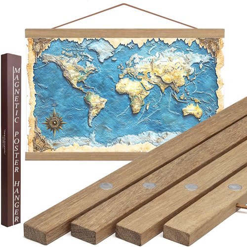 DACRI HOME Magnetic Poster Hanger Frame - Sturdy Teak Wood Design for 24x18, 24x30, 24x36 Prints | Strong Magnets for Easy Wall Art Display