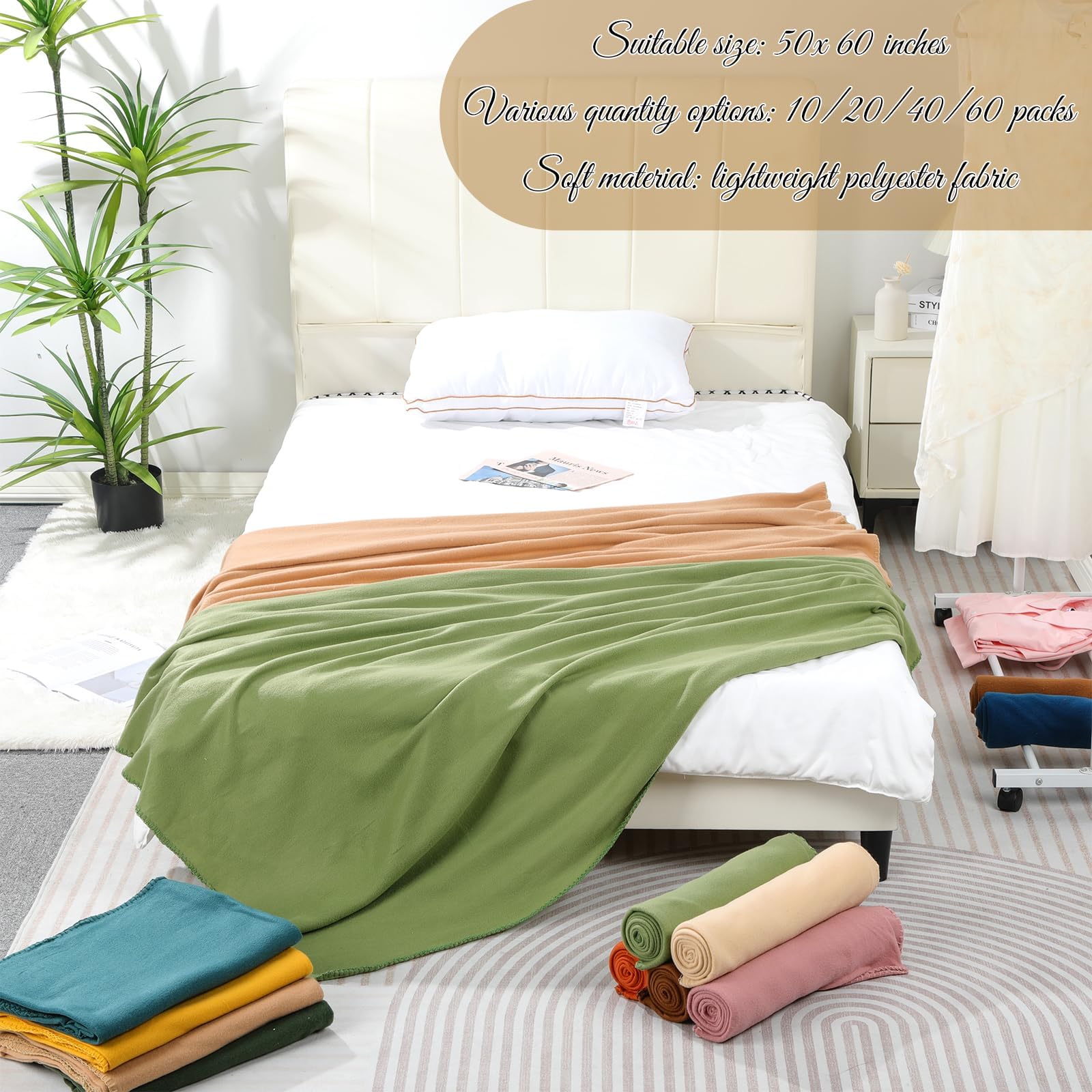 10PCS Vintage Fleece Blankets Bulk 50 X 60, Soft Lightweight Throw Blanket Kit Cozy Blanket Bulk for Bed Sofa Couch Warm Pet Fleece Blanket Set for Wedding Homeless Home Office Travel Gift for Seasons