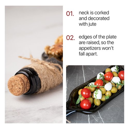 Melted Wine Bottle Serving Boards - Decorative Rectangle Serving Trays for Home Decor - Small Cheese Platter Serving Board - Unique Cheese and Cracker Tray for Dinner Party (2)