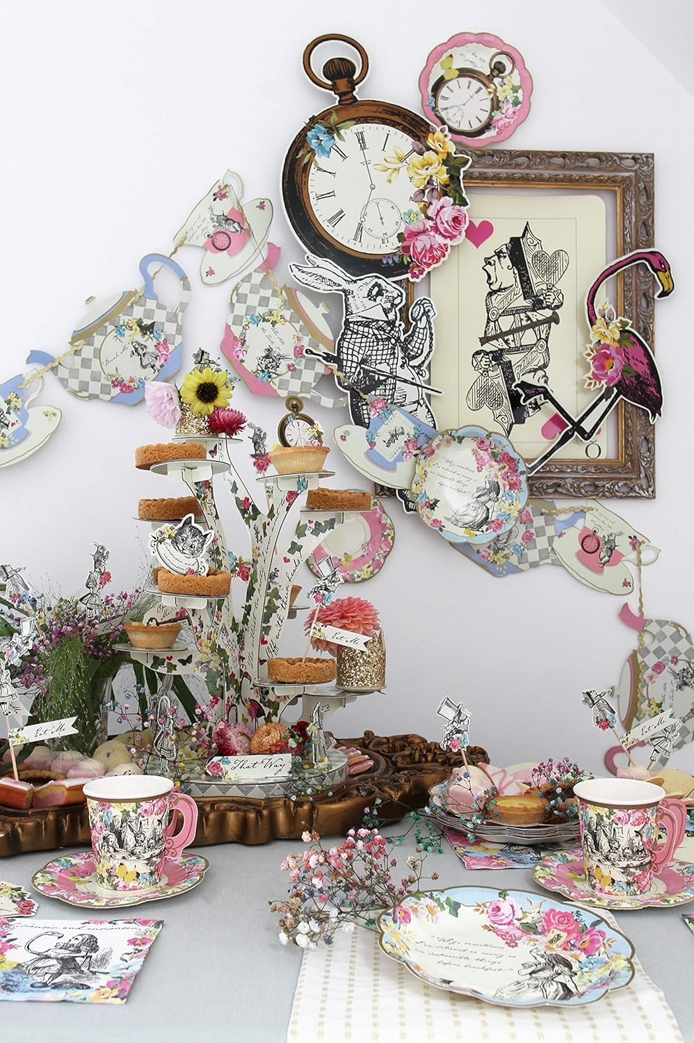 Talking Tables 144 x Alice In Wonderland Themed Disposable Paper Plates, Bulk Pack, Mad Hatter Tea Party Table Decorations Birthday, Baby Shower, Cream Tea, Mother’s Day, Wedding – Size 9’