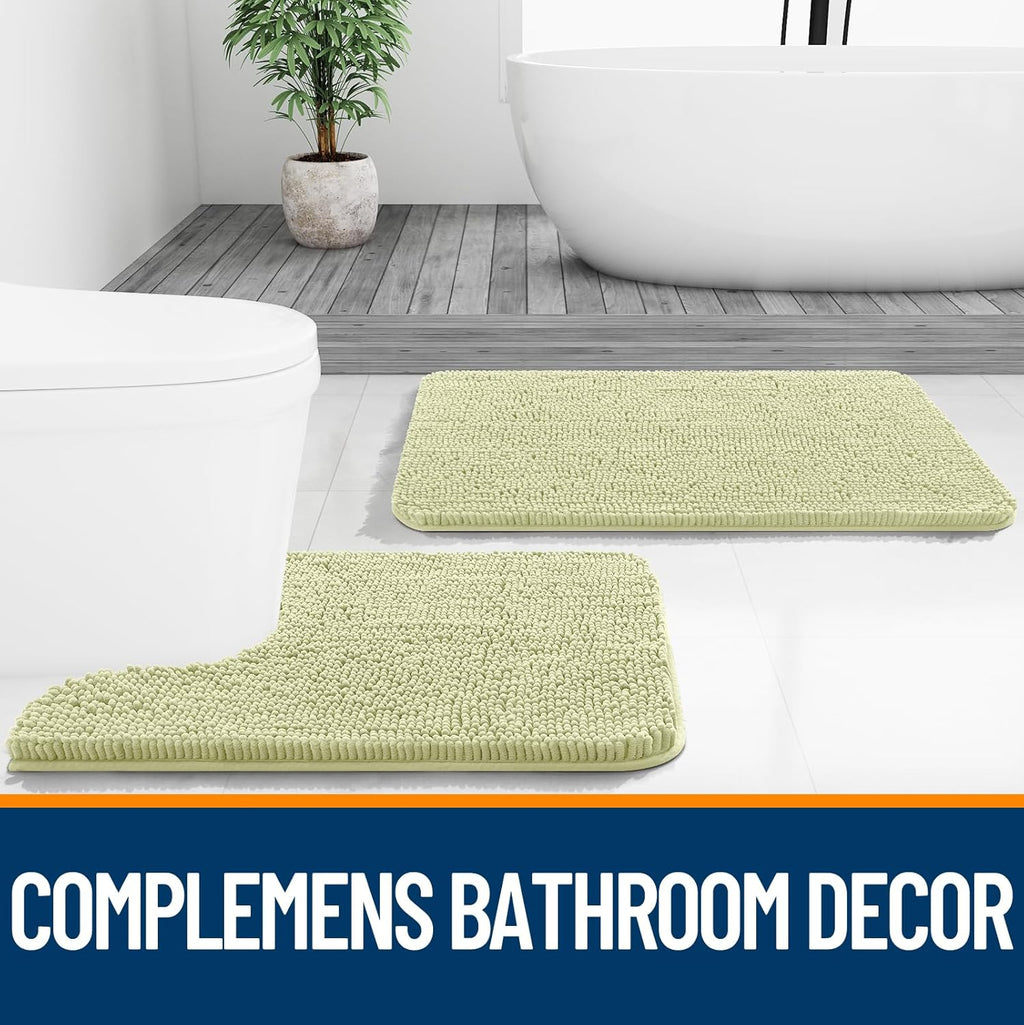 OLANLY Bathroom Rugs - Extra Soft Chenille Bath Mats | Quick Dry, Machine Washable, 36x24, Vanilla