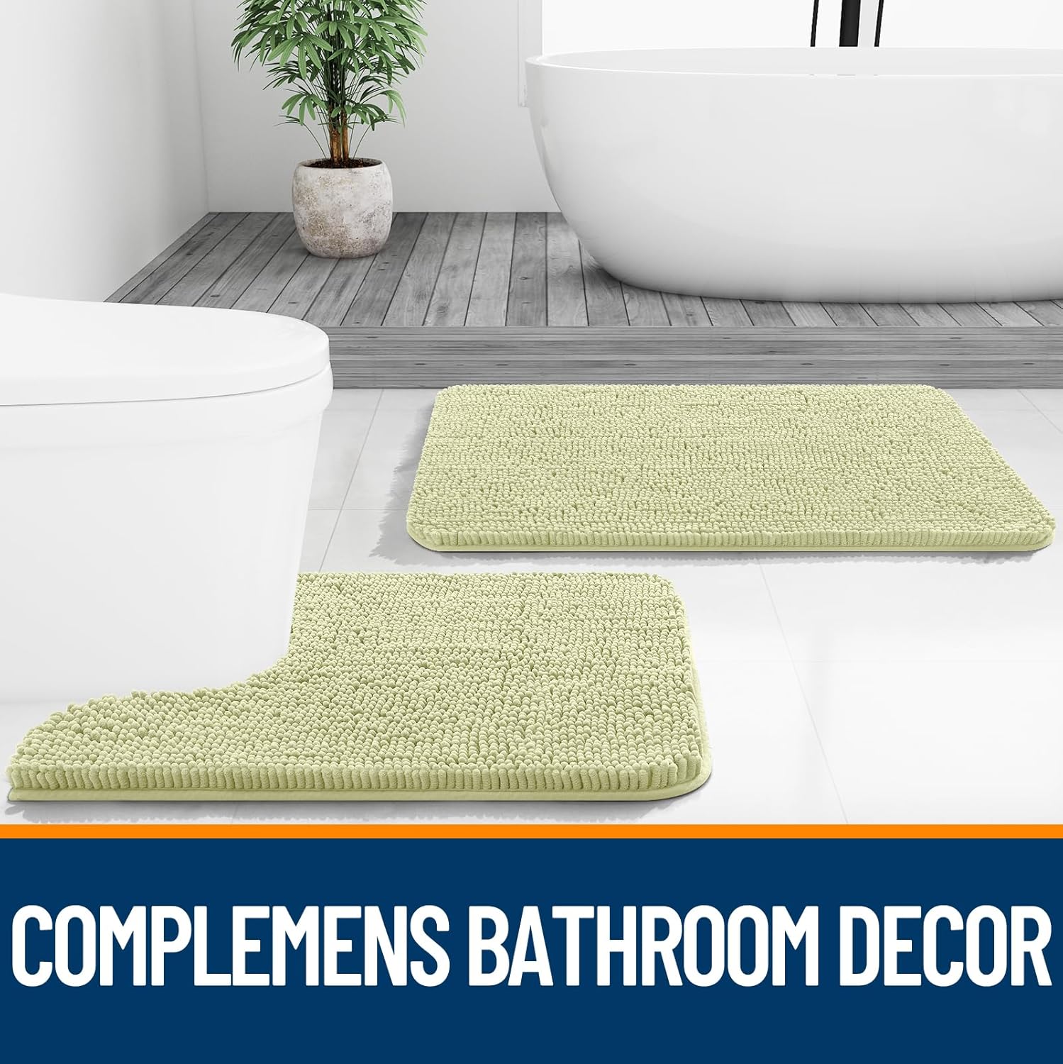 OLANLY Bathroom Rugs - Extra Soft Chenille Bath Mats | Quick Dry, Machine Washable, 36x24, Vanilla