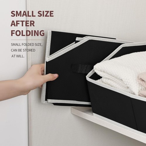 Homsorout Storage Baskets - Decorative Trapezoid Organizer Bins with Handles | Large 4-Pack in Black