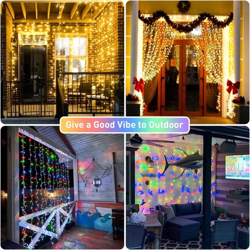 JMEXSUSS 300 LED Curtain Lights - Dual Color Changing with Remote | 9.8 x 9.8ft Connectable Christmas Decor