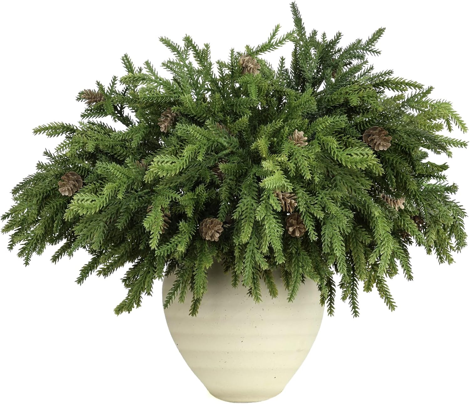 Skiennix Christmas Pine Stems - Realistic Artificial Greenery with Pinecones | 6 Pcs for Home Decor