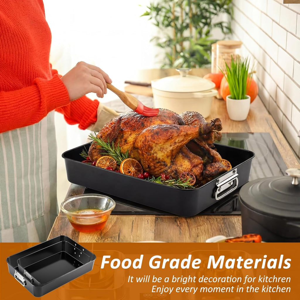 Regine Switzerland Deep Lasagna Baking Pan Set - Heavy Duty 4-Piece Oven Bakeware | 16/13.8/10 Inch with Stainless Steel Handles