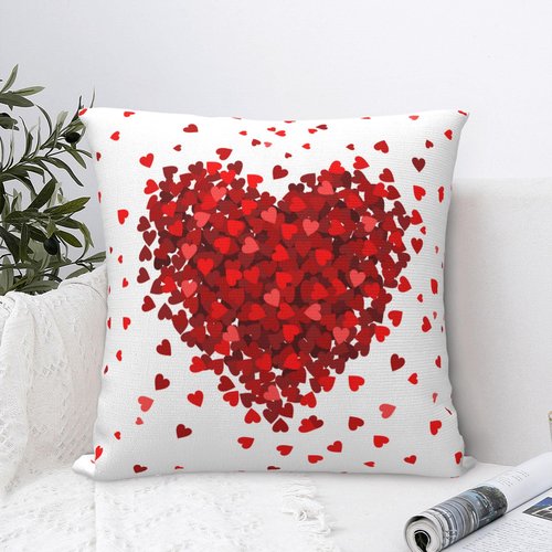 Aitukang Valentines Pillow Covers 18x18 Set of 2 Red Heart Valentine's Day Throw Pillow Cases Home Decorations Cushion Cover for Couch Sofa Bed Farmhouse