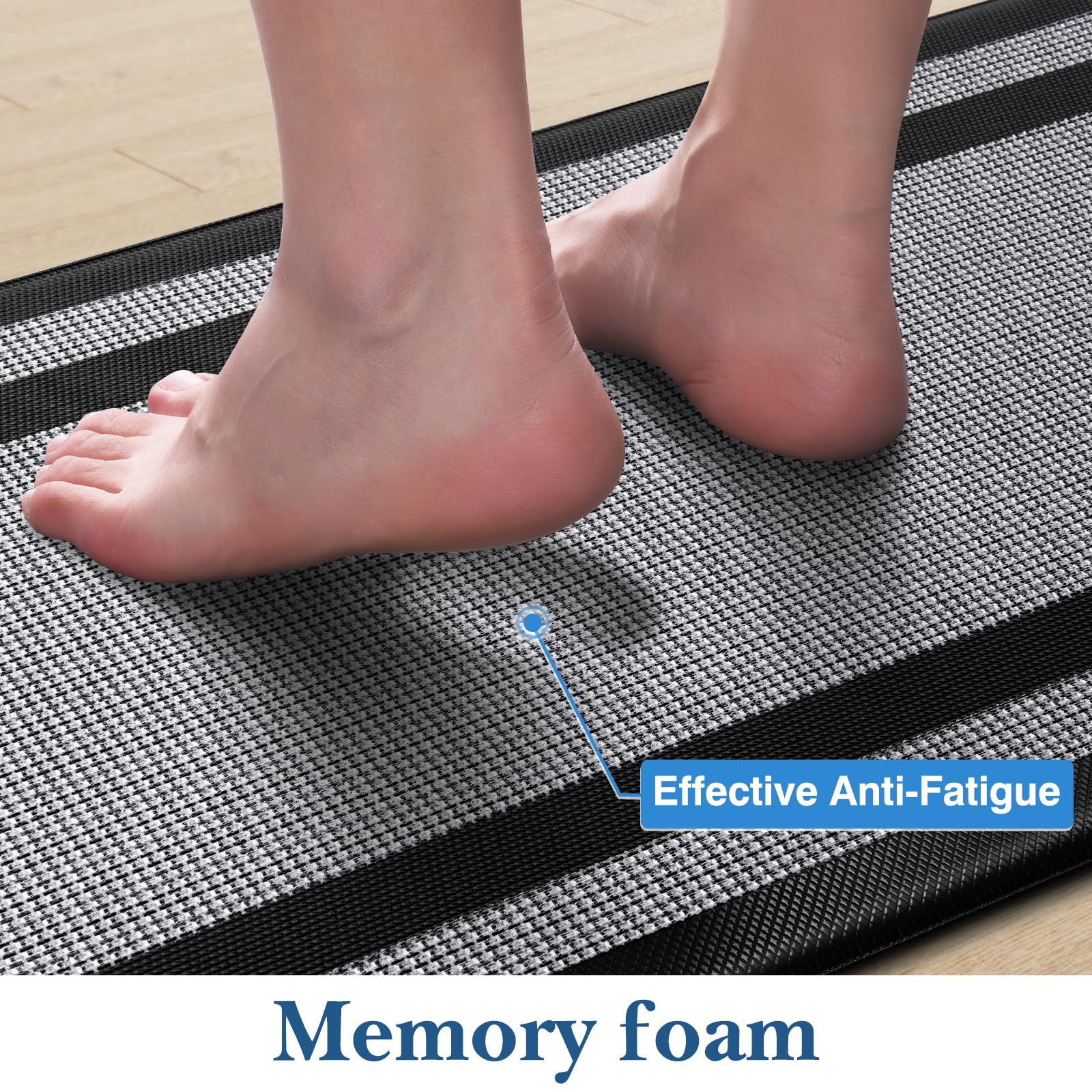 LuxStep Kitchen Mats [2 PCS] Cushioned Kitchen Rugs Anti-Fatigue Floor Comfort Mat,Non-Slip Standing Desk Mat,Waterproof Kitchen Rug Set for Kitchen,Floor,Office,Classic Black