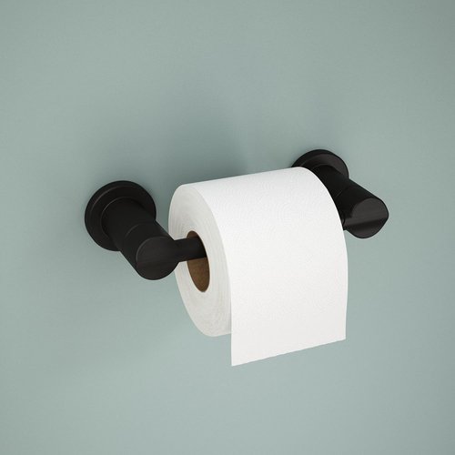 Delta Nicoli Toilet Paper Holder - Matte Black Pivoting Tissue Roll Holder for Bathroom Organization