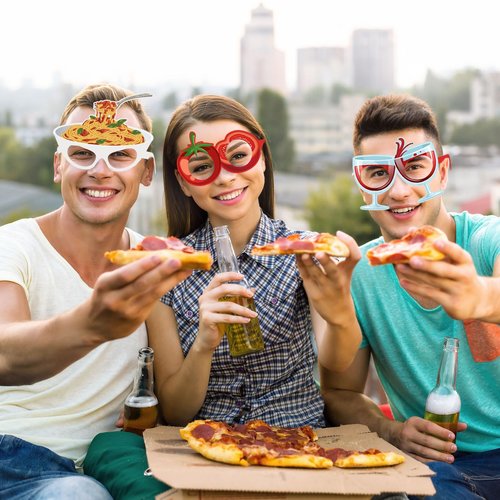 Pajean 32 Pcs Italian Party Decorations Italy Theme Eyeglasses Italian Paper Glasses Frame Photo Booth Props Italy Party Favors for Pizza Birthday Baby Shower Birthday Supplies