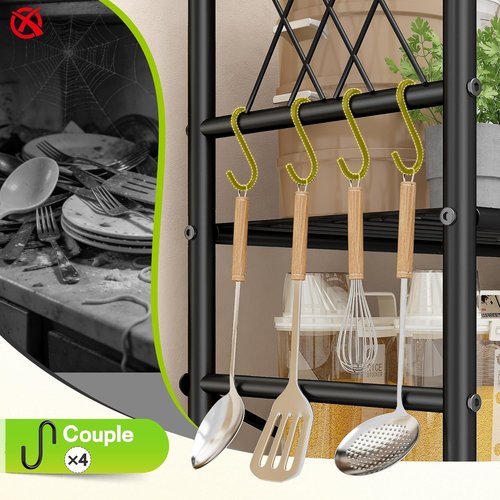 5-Storage Shelves | Wobble-Free Metal Shelving Unit with Hooks - Adjustable Feet for Kitchen, Pantry & Laundry, 12"D x 30"W x 72"H