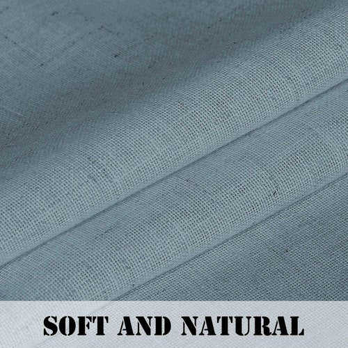 H.VERSAILTEX Stone Blue Linen Curtains 84 Inch Length for Living Room 2 Panels Set Rod Pocket Light Filtering Semi Sheer Curtains for Bedroom Country Farmhouse Drapes 52x84 Long