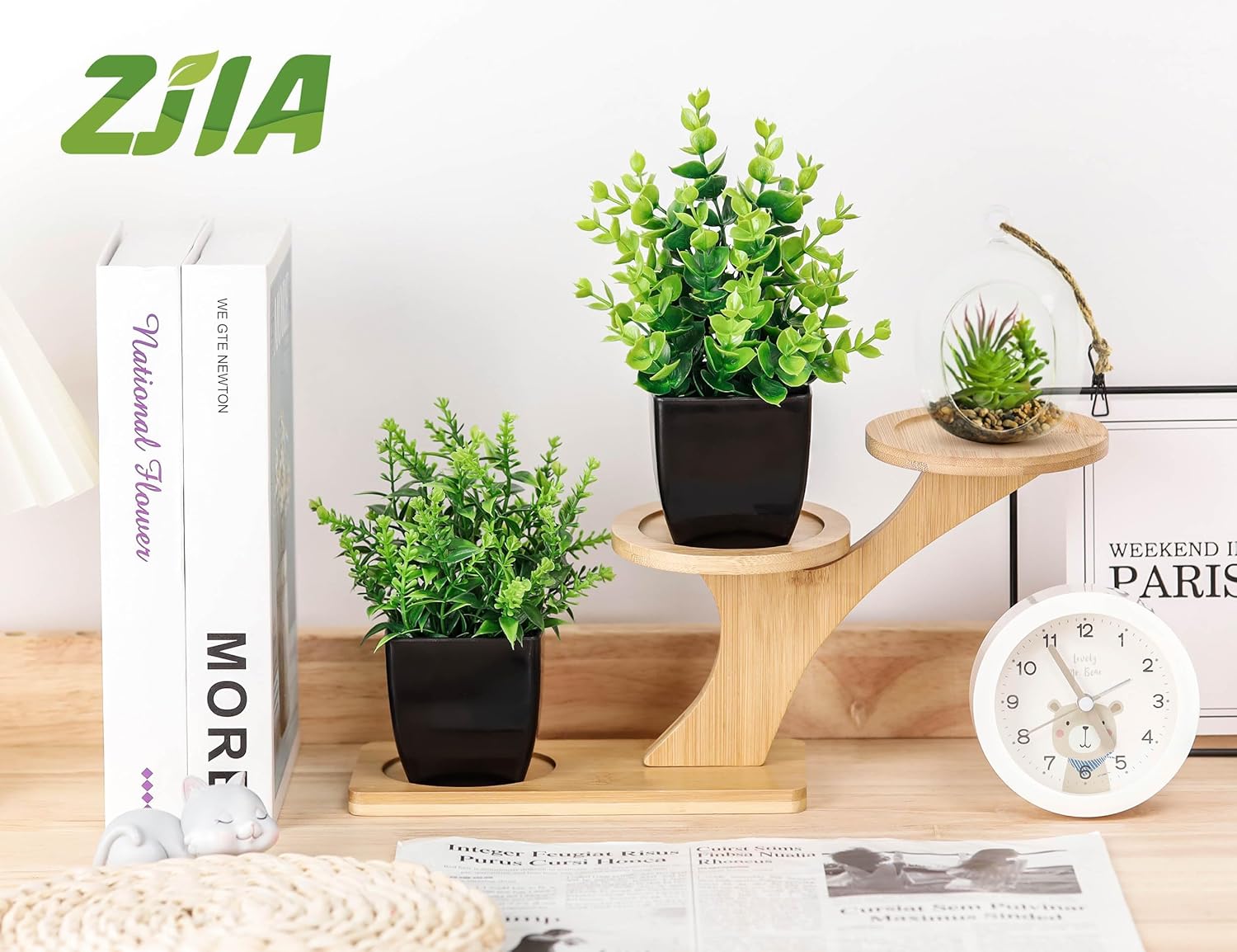 Skiennix 2 Pack Small Fake Plants - Stylish Black Bathroom Accessories for Home & Kitchen Decor