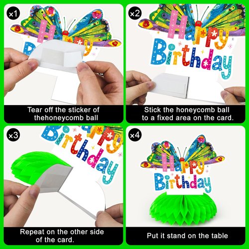 9 Pcs The Very Hungry Caterpillar Honeycomb Centerpieces 3D Double Sided Table Decorations, Photo Booth Props for The Very Hungry Caterpillar Birthday Party Decoration Supplies
