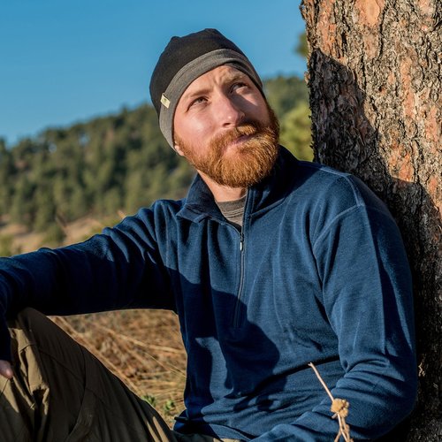 100% Merino Wool - Men’s Midweight Quarter Zip - Warm Pullover - Midlayer - Desert Sand - Small