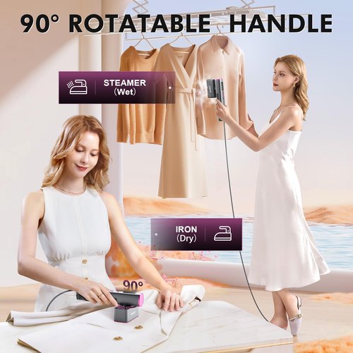 Travel Steamer for Clothes, 100V-240V Portable Iron, 15s Fast Heat Up, 2 in 1 Handheld Steamer & Iron, LED Display, 150ml Large Water Tank, Compact Travel Size Ideal for Worldwide & European Use