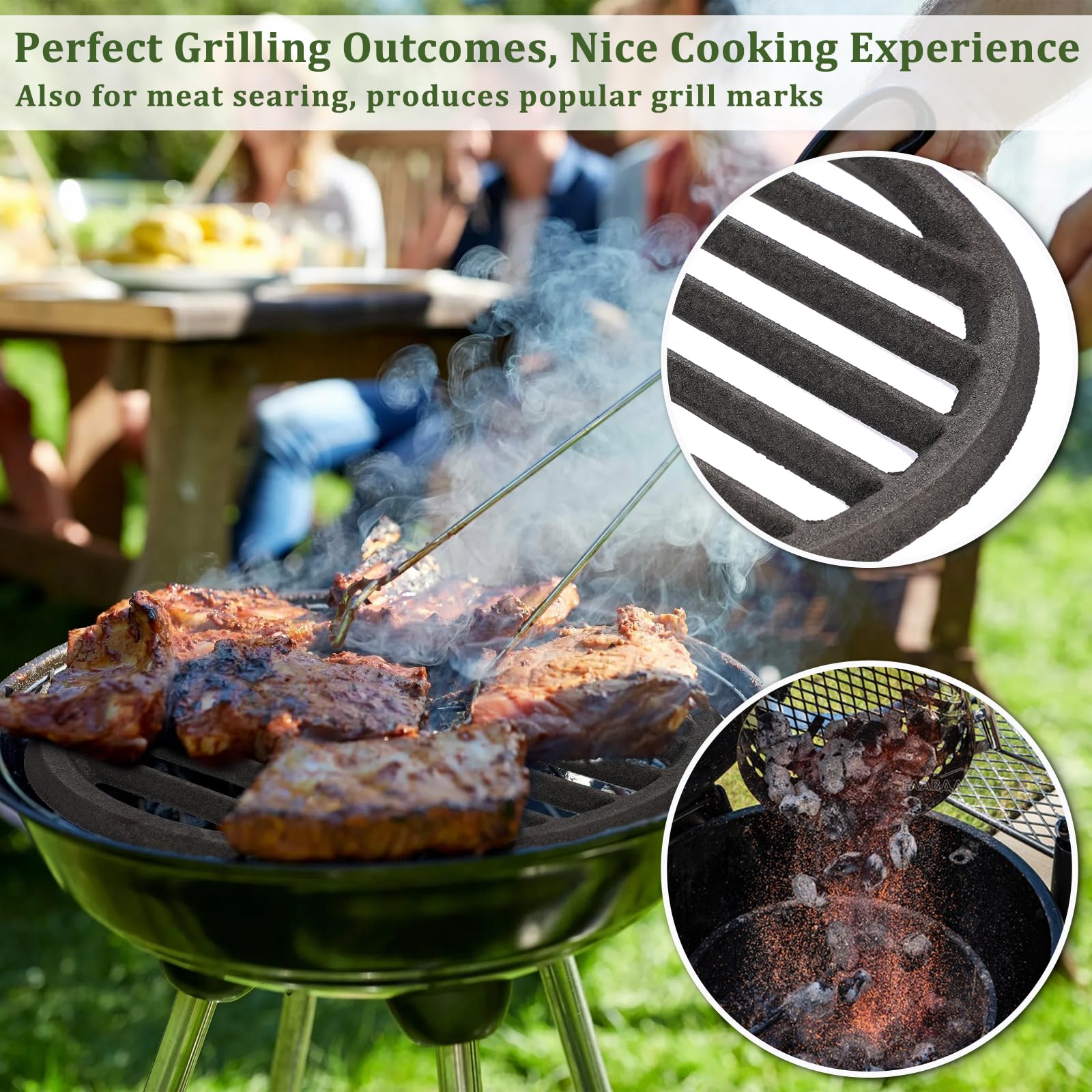 OGANAZI Cast Iron Bottom Fire Grate - 9 Inch Round BBQ Grill Grate Replacement, High Heat Charcoal Plate Bottom Grate Grill Parts, Fireplace Grate for Fire Pit Project BBQ Accessories Parts