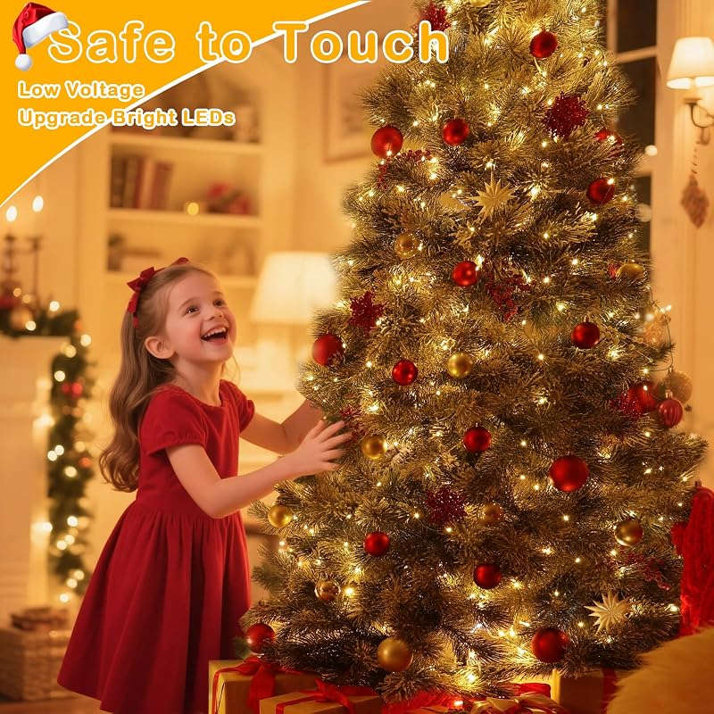 Decute 300LED 99FT Green Wire Christmas String Lights with Remote - Dimmable, UL Listed