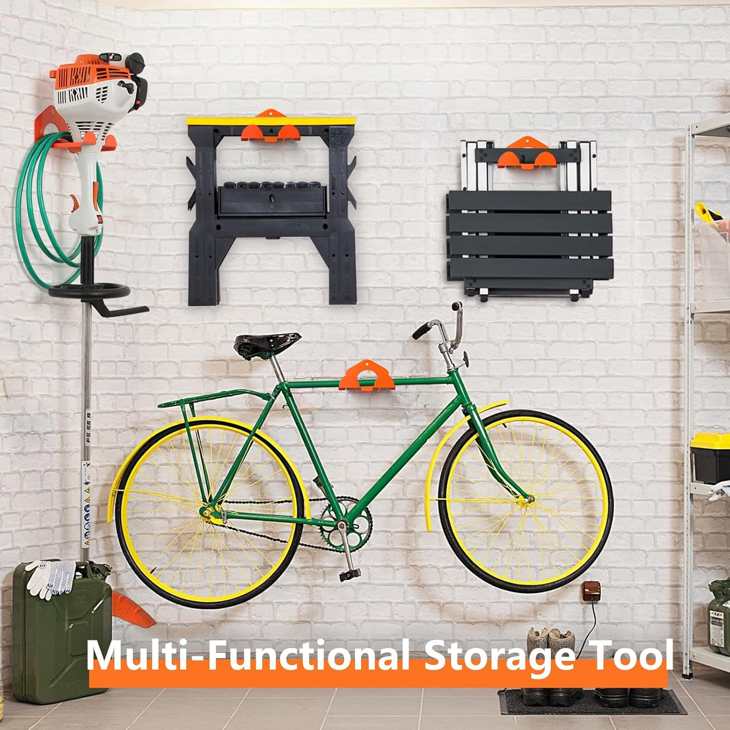 Reliahom Garage Organization - Heavy-Duty Weed Eater Hanger & Garden Tool Organizer | 2-Pack
