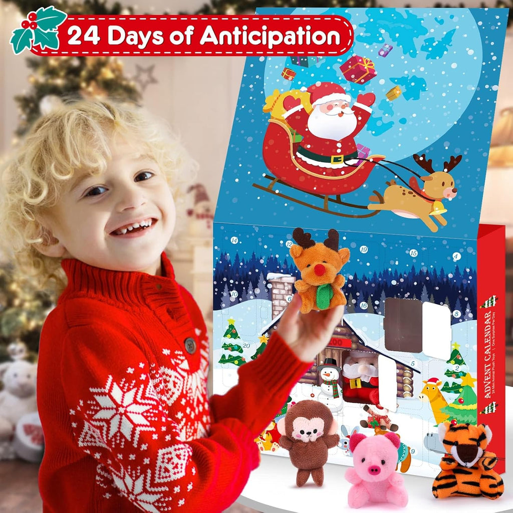 Advent Calendar 2025 - Kids' 24-Day Christmas Countdown with Mini Animal Plush Toys | Perfect Holiday Gifts