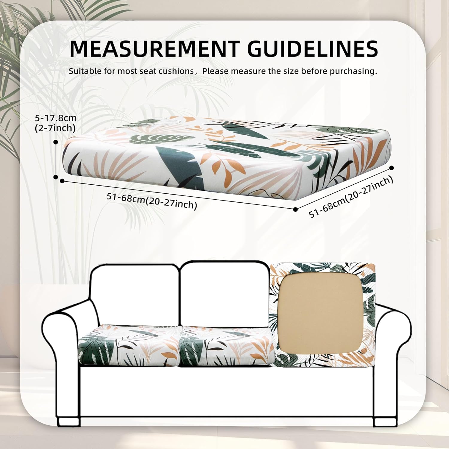 Skiennix 8Pcs Stretch Patio Cushion Covers - Washable Outdoor Sofa Slipcovers | Coconut Trees Design