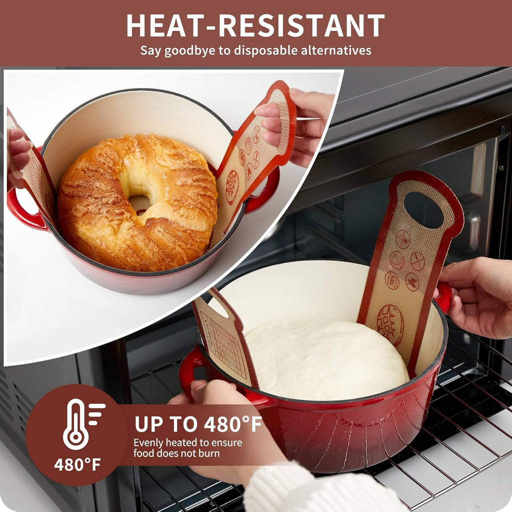 Skiennix Silicone Sourdough Bread Sling Mat - Non-Stick Baking Slings for Dutch Oven | 2-Pack, Durable & Reusable