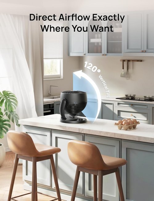 DREO 12-Inch Table Fan - 70ft Powerful Airflow & 25dB Quiet Operation | 120° Adjustable Tilt, 3 Speeds
