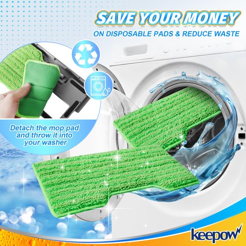 KEEPOW Reusable Mop Pads Refills, Mop Replacement Pads Compatible with Shark Vac Mop VM252 VM200 VC205 VM250 /QM250 VM190 VM200P12, Hardwood Floor Mop Pad with Upgraded Dirt Chamber (1+2+3 Pads)